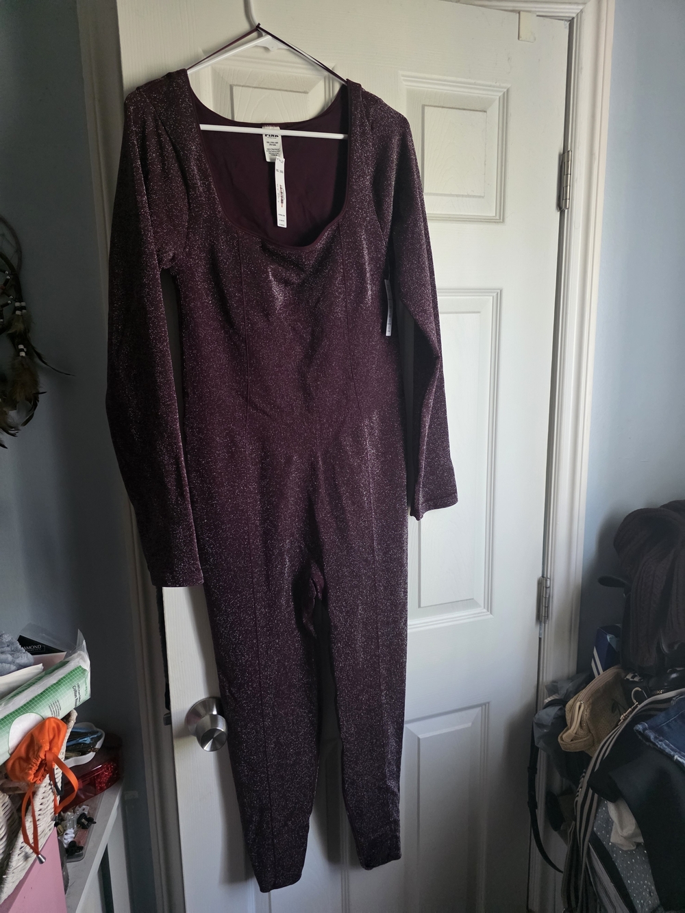 Victoria's Secret Sparkle Burgundy Long-Sleeve Jumpsuit